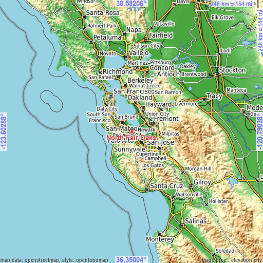 Topographic map of North Fair Oaks