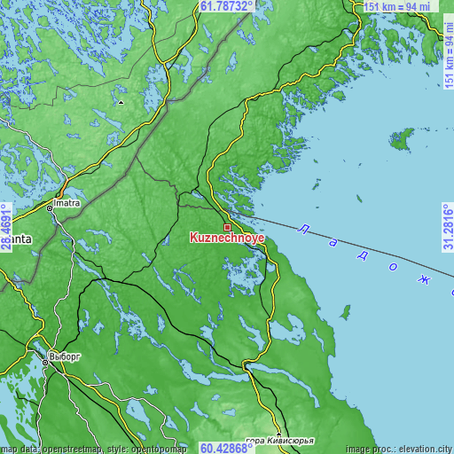 Topographic map of Kuznechnoye