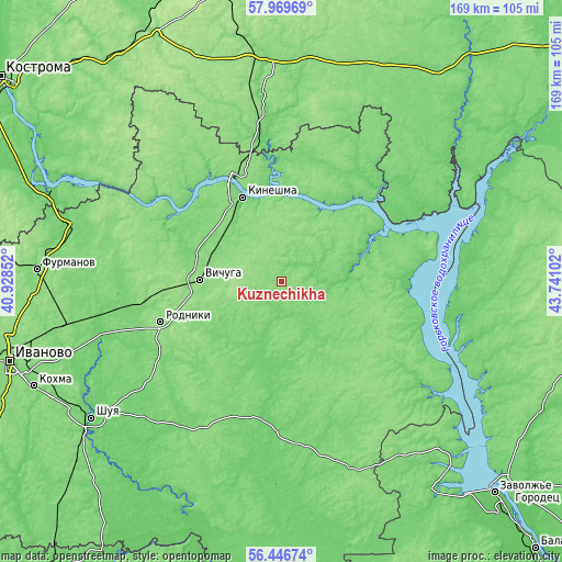 Topographic map of Kuznechikha