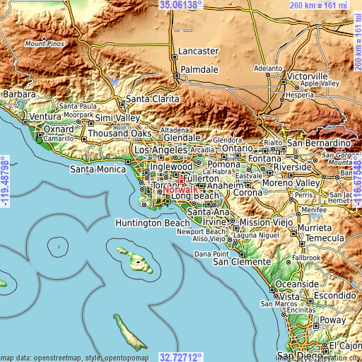 Topographic map of Norwalk