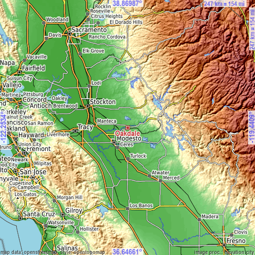 Topographic map of Oakdale