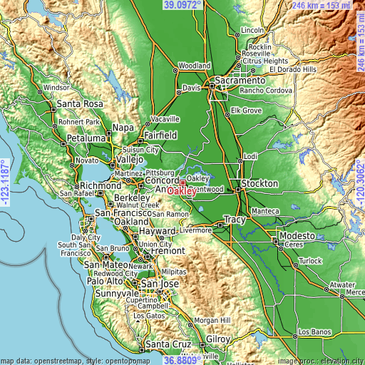 Topographic map of Oakley