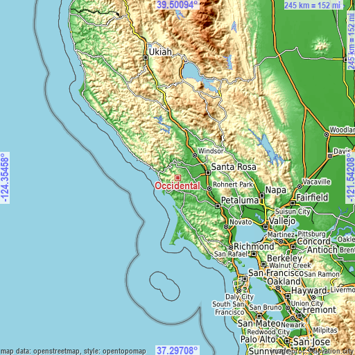 Topographic map of Occidental