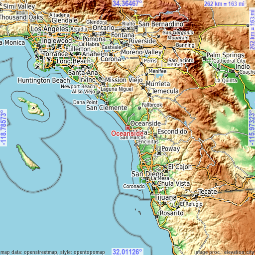 Topographic map of Oceanside