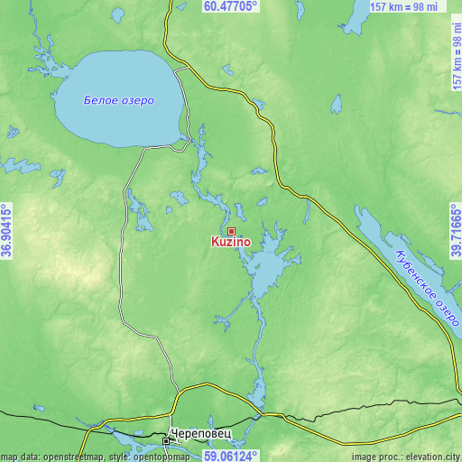 Topographic map of Kuzino
