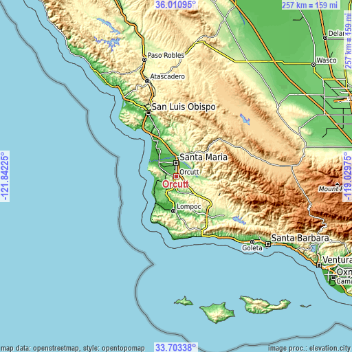 Topographic map of Orcutt