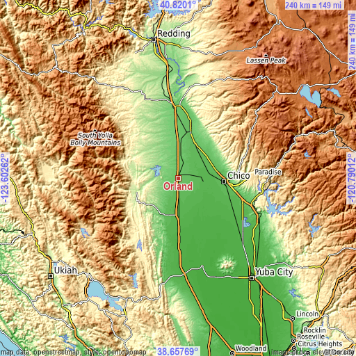 Topographic map of Orland