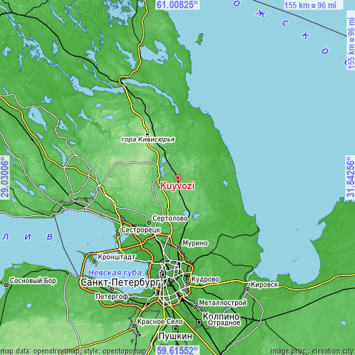 Topographic map of Kuyvozi