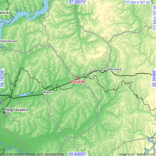 Topographic map of Kuyeda