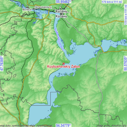 Topographic map of Kuybyshevskiy Zaton