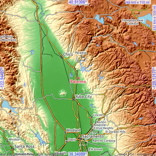 Topographic map of Palermo