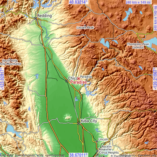 Topographic map of Paradise