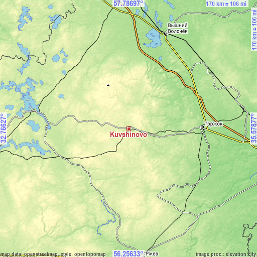 Topographic map of Kuvshinovo