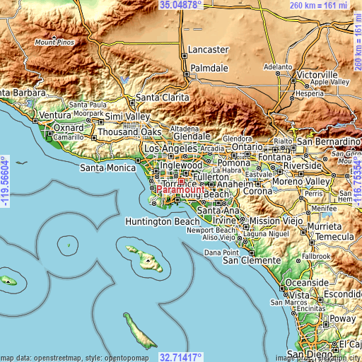 Topographic map of Paramount