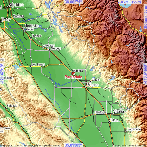 Topographic map of Parksdale