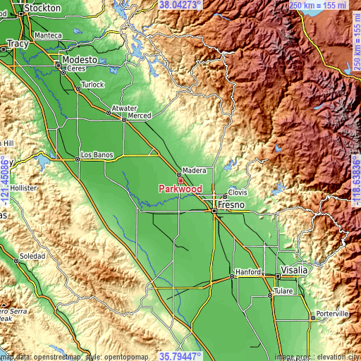 Topographic map of Parkwood