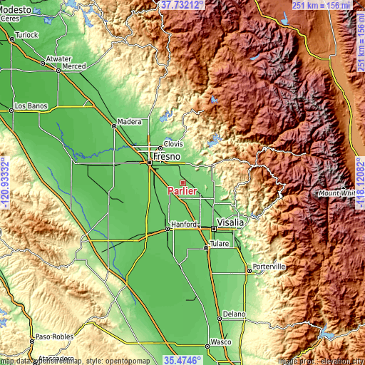 Topographic map of Parlier