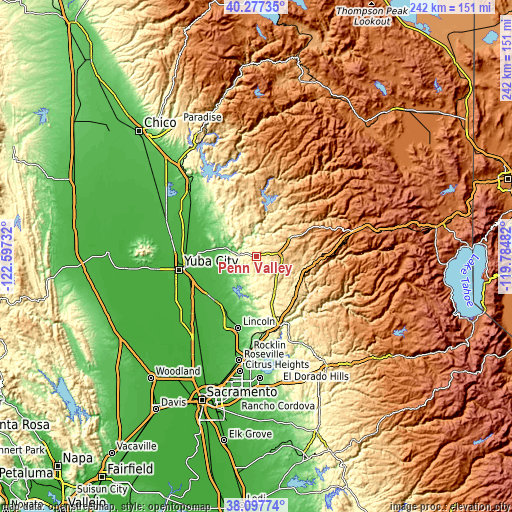 Topographic map of Penn Valley