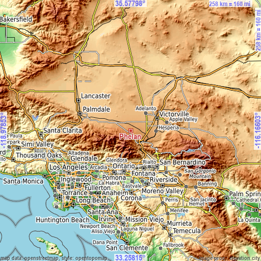 Topographic map of Phelan