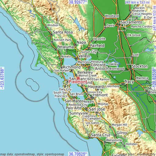 Topographic map of Piedmont
