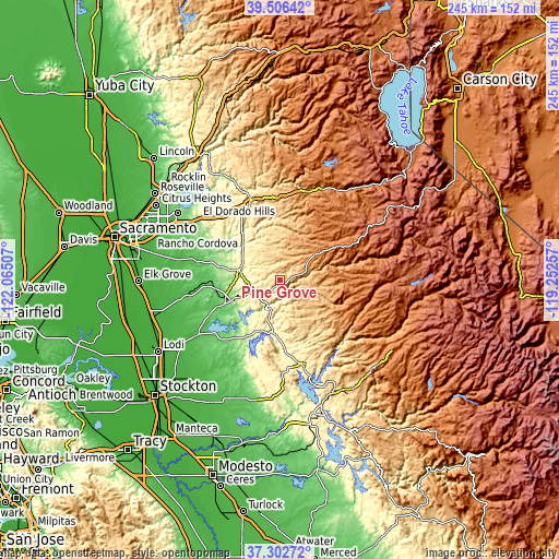 Topographic map of Pine Grove