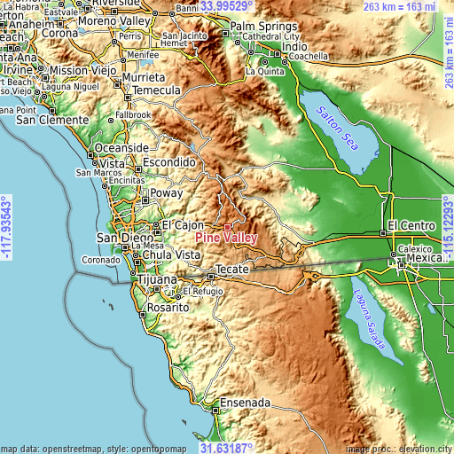 Topographic map of Pine Valley