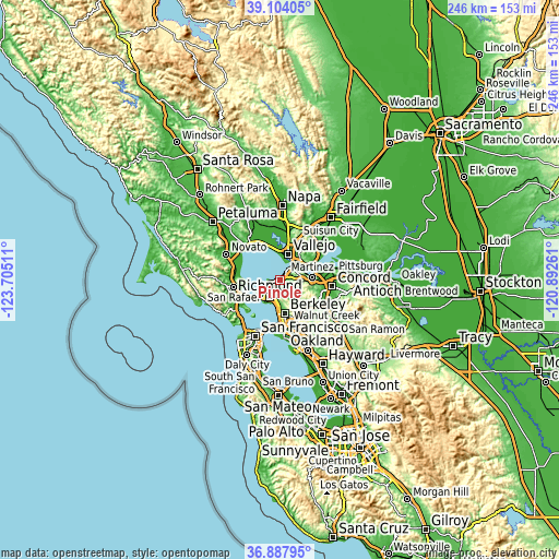 Topographic map of Pinole