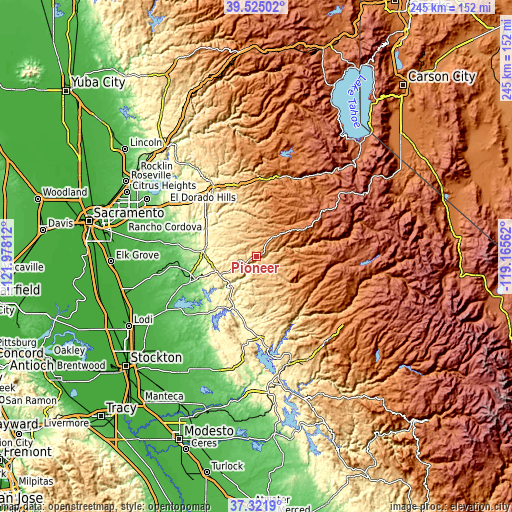 Topographic map of Pioneer