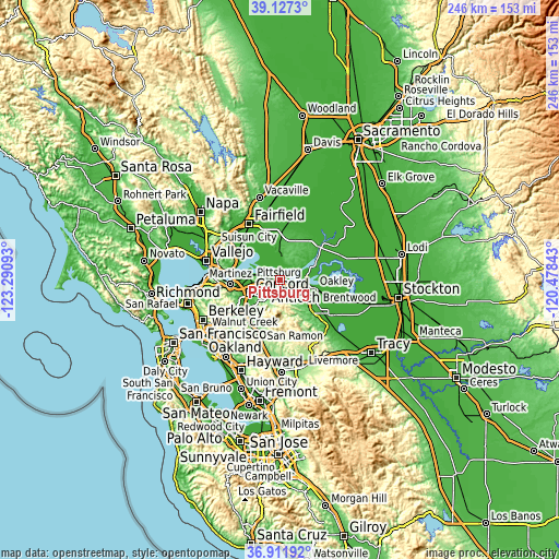 Topographic map of Pittsburg