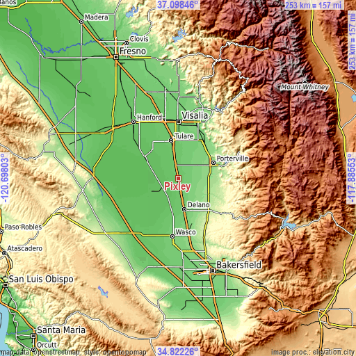 Topographic map of Pixley