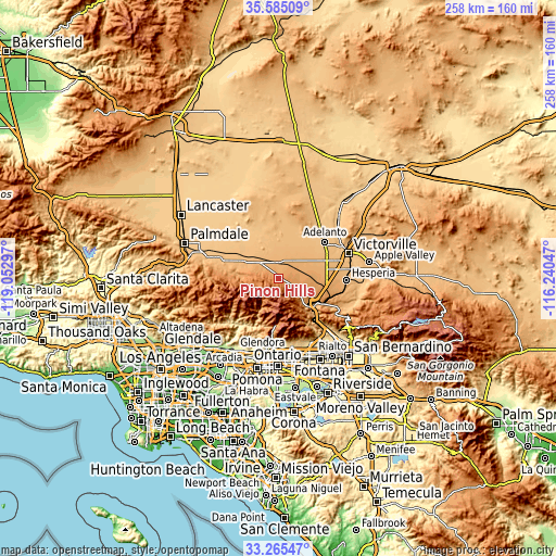 Topographic map of Piñon Hills