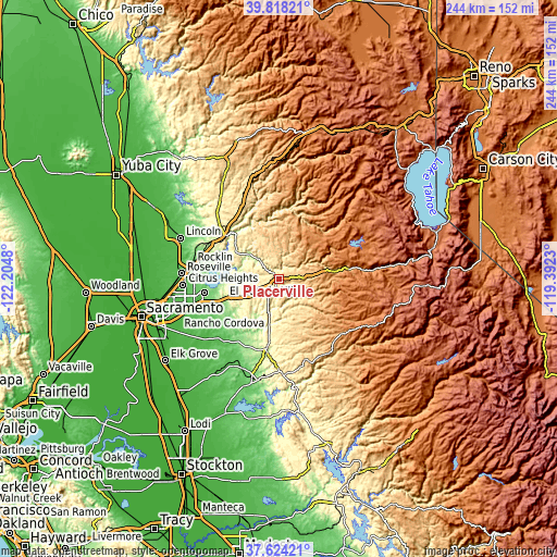 Topographic map of Placerville