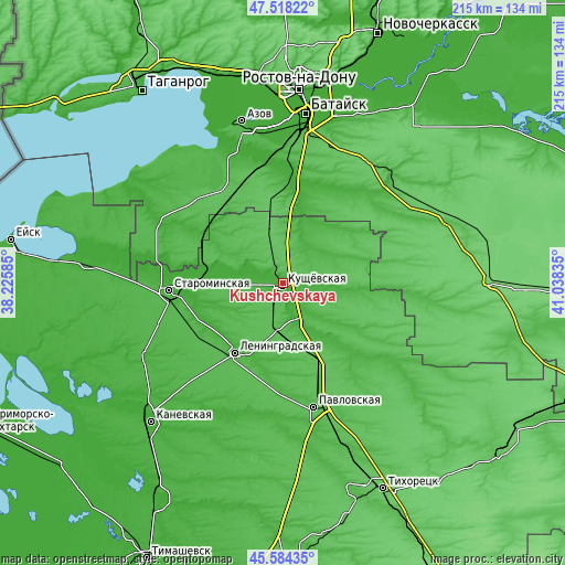 Topographic map of Kushchëvskaya