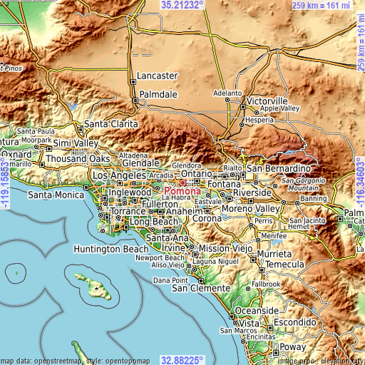 Topographic map of Pomona