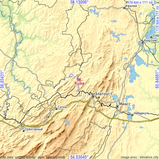 Topographic map of Kusa