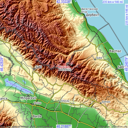 Topographic map of Kurush