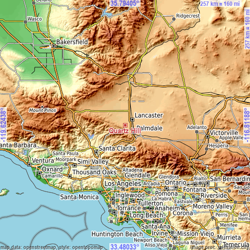 Topographic map of Quartz Hill