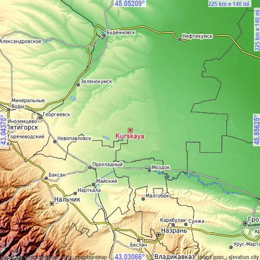 Topographic map of Kurskaya