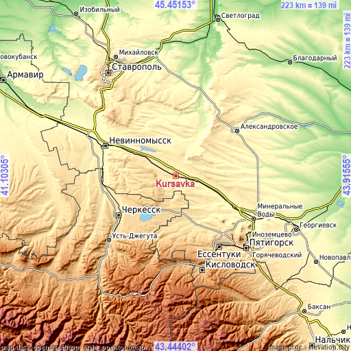 Topographic map of Kursavka