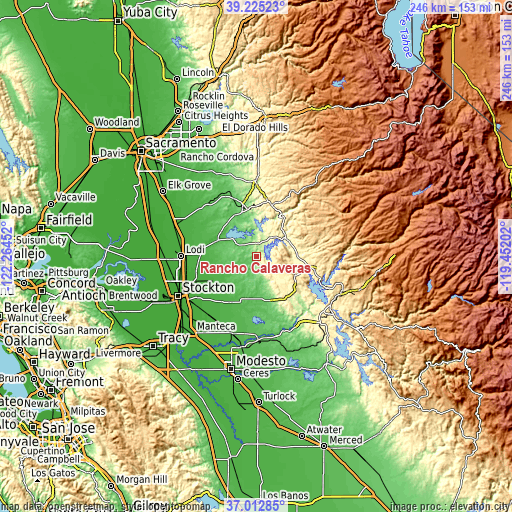 Topographic map of Rancho Calaveras