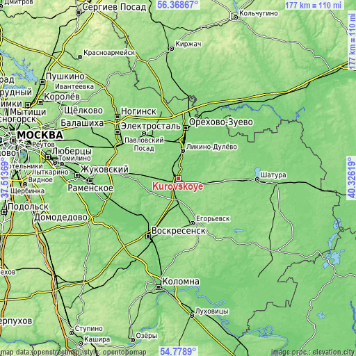 Topographic map of Kurovskoye