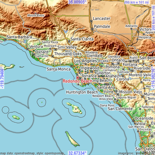 Topographic map of Redondo Beach