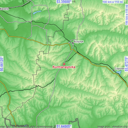 Topographic map of Kurmanayevka