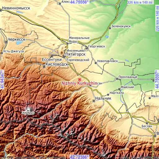 Topographic map of Nizhniy Kurkuzhin