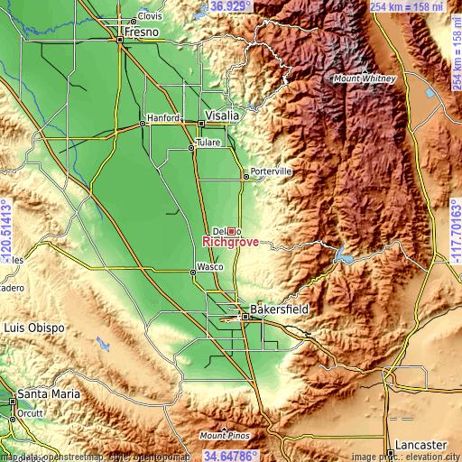 Topographic map of Richgrove