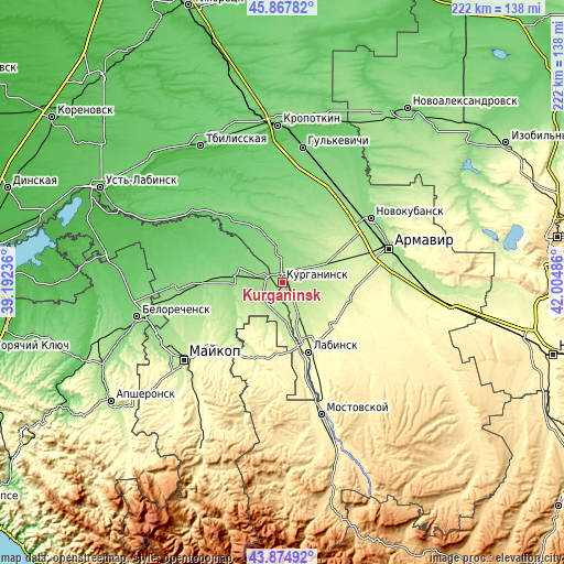 Topographic map of Kurganinsk