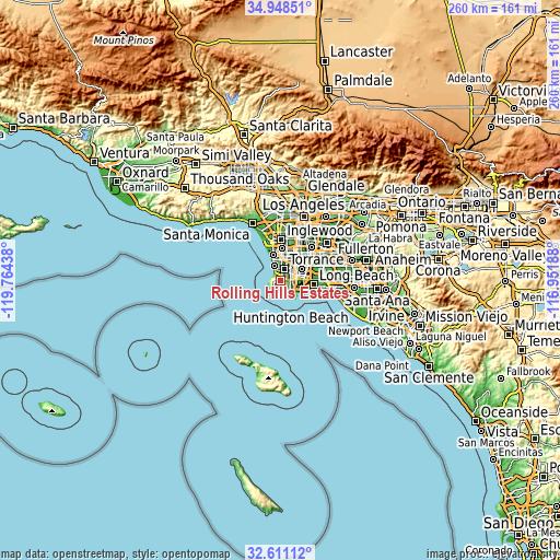 Topographic map of Rolling Hills Estates