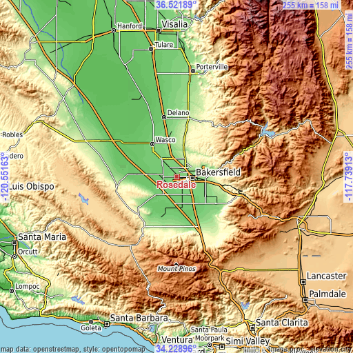Topographic map of Rosedale