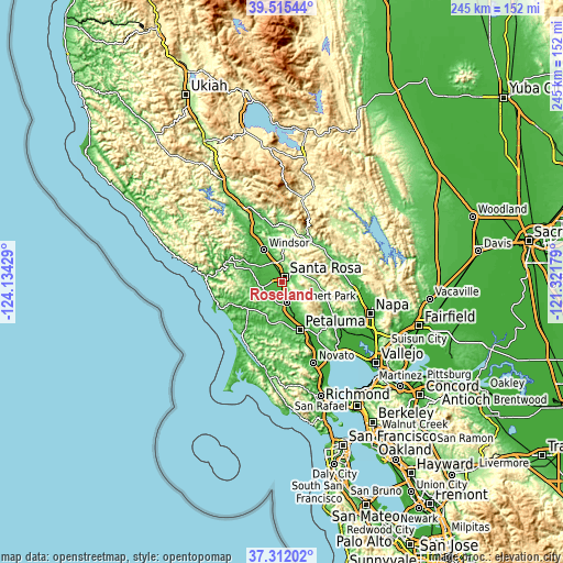 Topographic map of Roseland