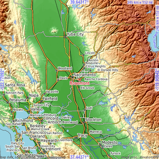 Topographic map of Rosemont